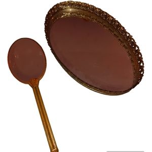 Vanity tray and hand held mirror vintage